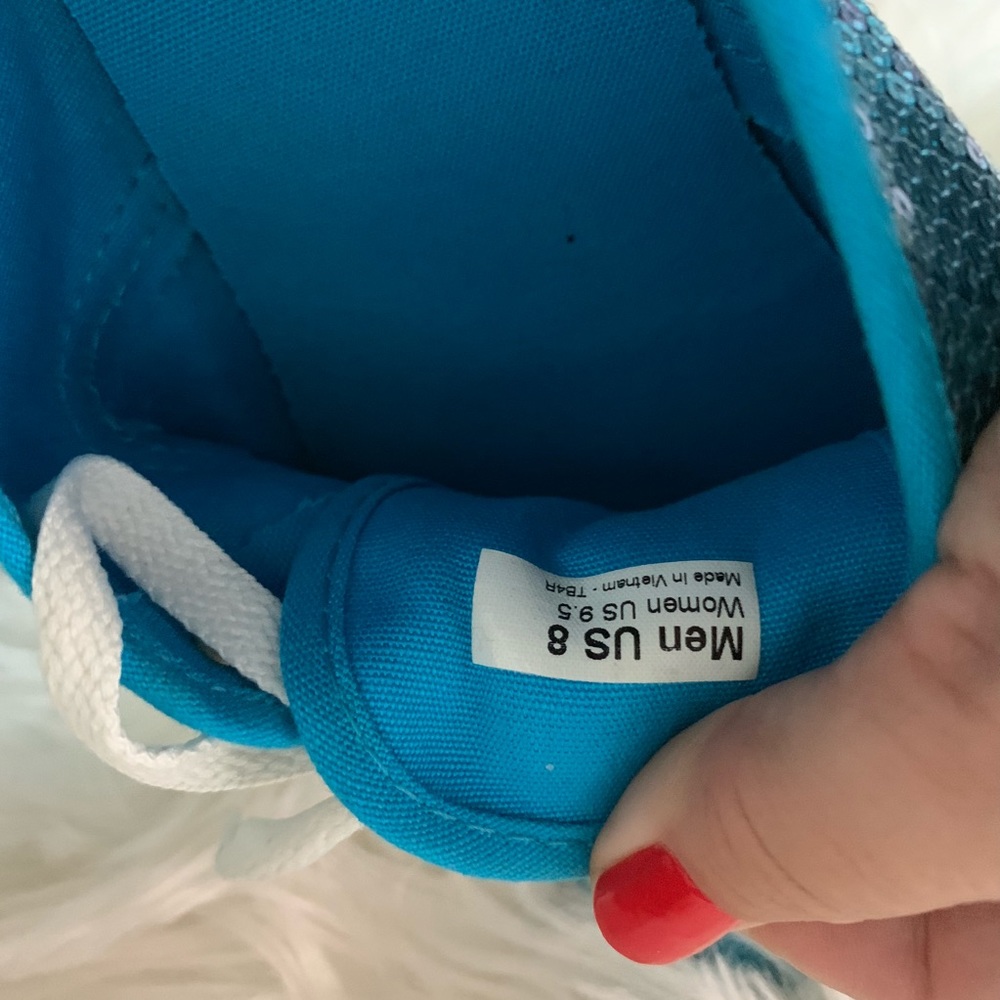 Vans Sequin turquoise sneakers 9.5 women’s 8 men’s - Picture 7 of 8